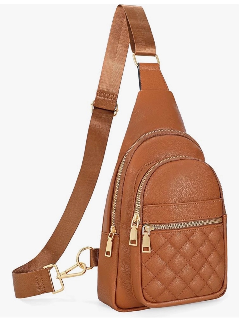 Women's Quilted Sling Crossbody Bag - Brown